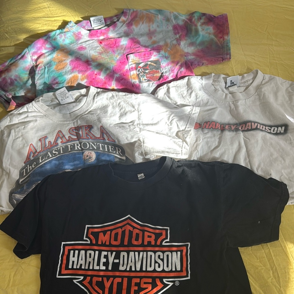 Lot of vintage cropped Harley Davidson tees